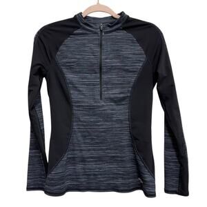 Speedo Endurance Lite Small Black Gray Space Dye Quarter Zip Rash Guard Top